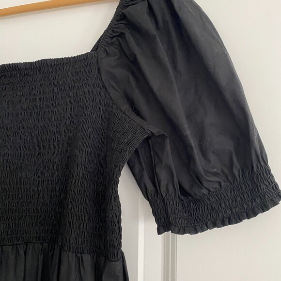 Vision by Simons Black Organic Cotton Puff Sleeve Midi Dress - Picture 6 of 7